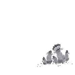 墨絵日本の風景ふきのとう