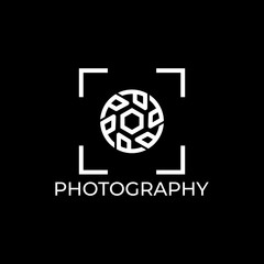 Photography Logo Design Vector Template. Minimalist, Simple, Modern, Camera, Lens, Focus.