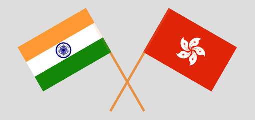 Hong Kong and India. Hongkong and Indian flags