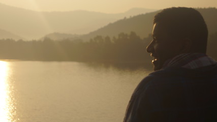 young boy on lake