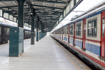 Fototapeta na wymiar Commuter train at the railway station