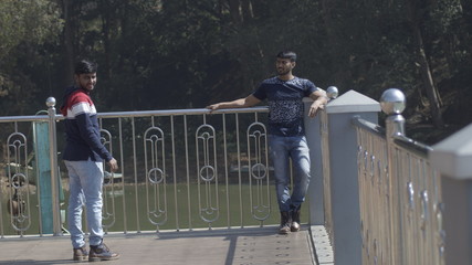 standing on bridge