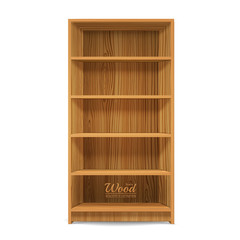 Empty Wooden Cabinet, Bookshelves,shelf.wood texture, perspective, natural wood, realistic, 3d. design background, Vector