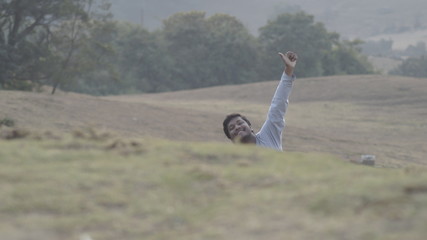 man on the mountains climbing