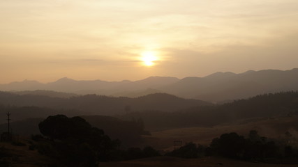 sunset in mountains