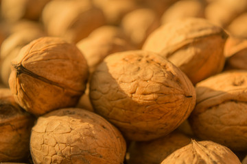 walnuts on wooden background