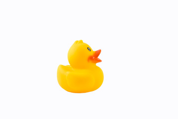 yellow rubber duck isolated on white background