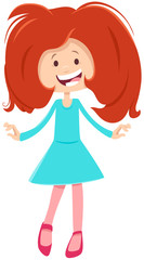 happy red hair girl character cartoon illustration