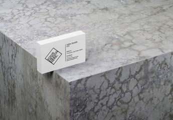Business Cards on Marble Cube Mockup