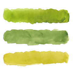 Watercolor drawing of green stripes on white