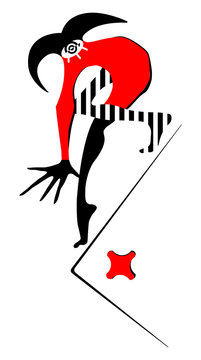 Playing card Joker, Jester, Fool. Abstract graphic vector image. For graphic design