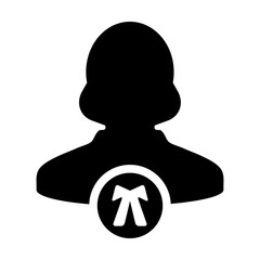 Advocacy icon vector female user person profile avatar symbol for law and justice in flat color glyph pictogram illustration