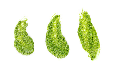 Pesto sauce spread or blob isolated on white background