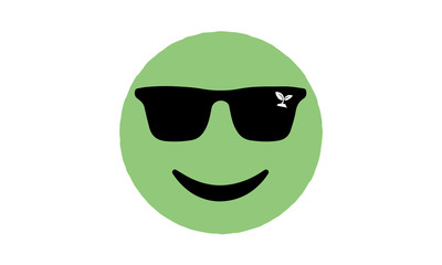 environment green happy face emoji with sunglasses and seedling reflection, it is cool to care about the environmental issues