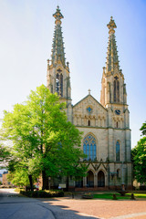 Fototapeta na wymiar Cityscape with Evangelist City Church at Baden Baden in Germany