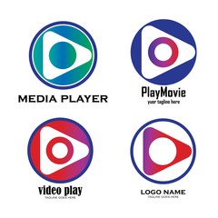 colorful play media logo design template. triangle play icon symbol design