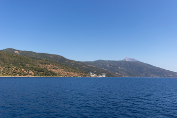 Fototapeta na wymiar Mount Athos in Autonomous Monastic State of the Holy Mountain
