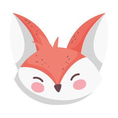 cute fox head cartoon on white background