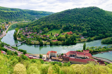Landscape from Citadel of Besancon with River Doubs in Bourgogne