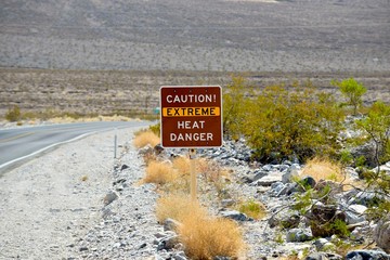 Extreme heat sign Death Valley 
