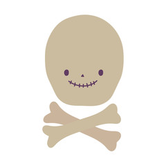 happy halloween celebration skull bones cartoon