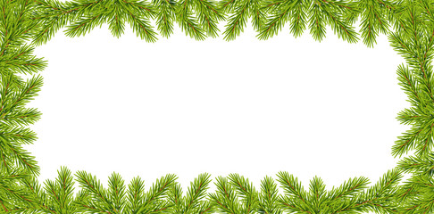 Tannenzweige Dekoration Banner, Weihnachts-Girlande, Vektor Illustration isoliert auf weißem Hintergrund