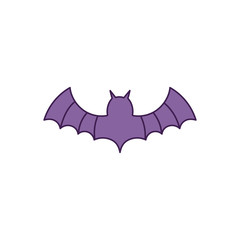 purple bat open wings on white background