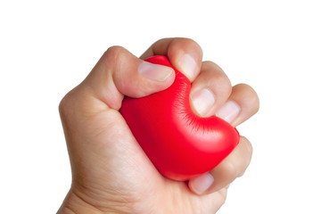 hand squeezing stress ball