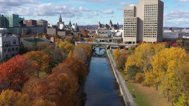 Ottawa Skyline Autumn Aerial 