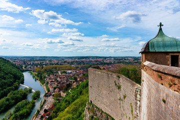 Citadel in Besancon and River Doubs at Bourgogne