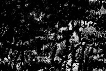 Old grunge weathered wall background. Abstract black and white illustration background. Monochrome vintage surface with dirty pattern in cracks, spots, dots.