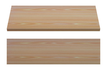 Pine wood board isolated on white background.