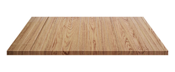 Light wooden tabletop or shelf isolated on white background.