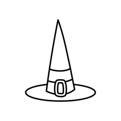 Fototapeta premium happy halloween celebration witch hat costume thick line