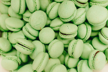 Lots of fresh French macaroons or macarons