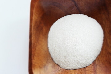 White agar powder on wooden plate for cooking image