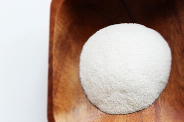 White agar powder on wooden plate for cooking image