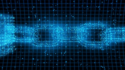 Blockchain Network Security Concept Binary Particle Side View - Abstract Background Texture	