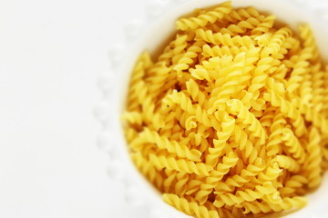 Italian food ingreed, dried short noodles Fusilli