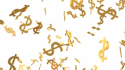 Shiny Golden Dollar Signs Falling Down in Slow Motion 3D Animation - Abstract Background Texture