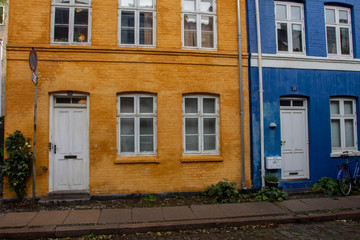 Fototapeta na wymiar colorful houses yellow and blue photo stock