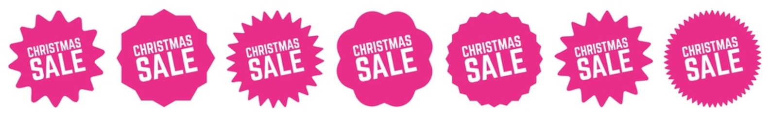 Christmas Sale Tag Pink | X-mas Special Offer Label | Xmas Deal Sticker | Icon | Variations