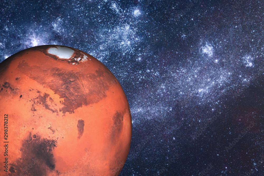 Canvas Prints mars planet of solar system in the space with far galaxy on the background. science fiction. element