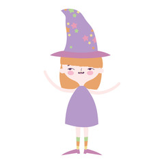 happy halloween celebration girl witch and hat costume