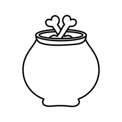 happy halloween celebration potion cauldron with bones thick line