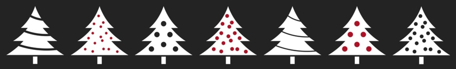 Christmas Tree White Icon | Fir Tree Adornment Illustration | x-mas Symbol | Logo | Isolated Variations