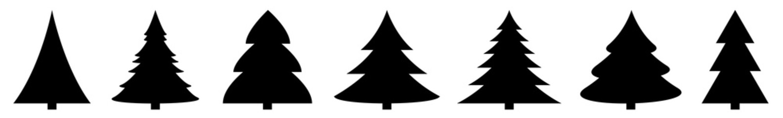 Christmas Tree Black Icon | Fir Tree Illustration | x-mas Symbol | Logo | Isolated Variations