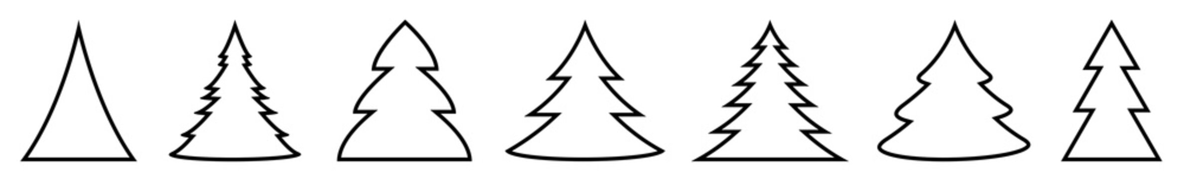 Christmas Tree Black Shape Icon | Fir Tree Illustration | x-mas Symbol | Logo | Isolated Variations
