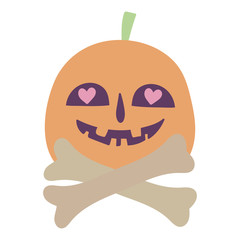 happy halloween celebration pumpkin crossed bones