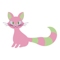 happy halloween celebration pink cat with big tail